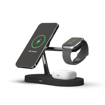 Bom preço 5 em 1 15W Qi Fast Holder Carregador sem fio para iPhone Apple Watch Estação de carga on-line