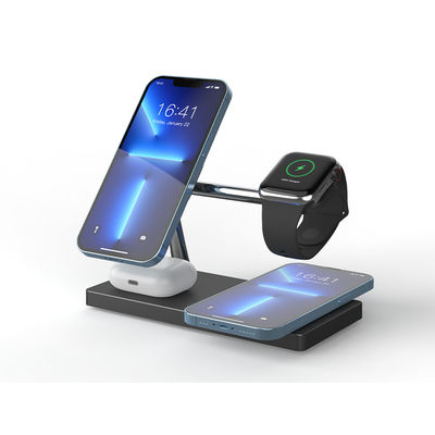 Bom preço 7 em 1 Carregador sem fio magnético tudo em um para telefone relógio fone de ouvido branco e preto on-line