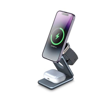 Bom preço 2024 Pad de carregamento sem fio de liga de alumínio dobrável para relógios inteligentes fones de ouvido e celulares on-line