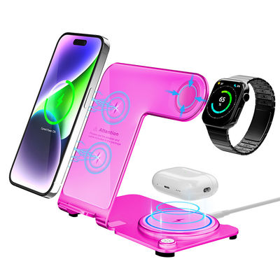 Blu/Silver Wireless 3 em 1 Stand de Carregamento Estilo Alta Eficiência de Carregamento PD/QC Metal
