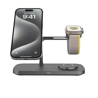 Bom preço Carregador sem fio de liga de zinco Qi 2 em 1 com indicador LED de potência de 15W para smartphones Earbuds Watches on-line