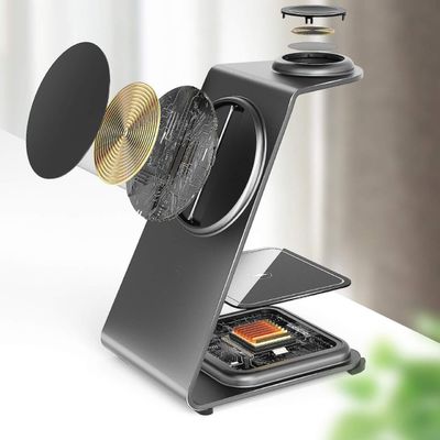 Bom preço Carregador sem fio magnético de liga de alumínio para iPhone Samsung Qi Fones fones de ouvido e iWatch on-line