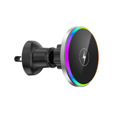 Bom preço Carregador sem fio magnético universal de ventilação de ar para carro com luz RBG on-line