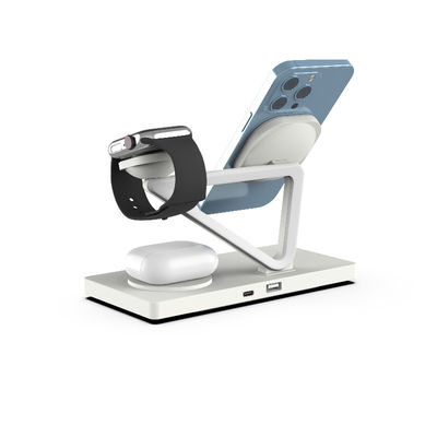 Bom preço Carregador sem fio magnético de 15 W com luz noturna ABS material de liga de zinco para saída de telefone 5W Airpods 2W em preto e branco on-line