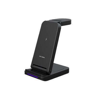 Bom preço 3 em 1 viagem Carregador sem fio preto e branco para carregamento de telefone iwatch fone de ouvido ABS silicone metálico on-line
