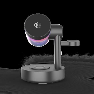 Bom preço Qi2.2 5 in 1 Magnetic Wireless Charger Cell Phone Stand with Wireless Bluetooth Speaker for iPhone 17 16e 16 15 14 13 12 Pro Max iWatch on-line