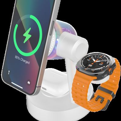 Bom preço 5 in 1 Magnetic Wireless Charger Bluetooth Speakers and Night Light for Apple Mag Safe iPhone 17 16e 16 15 14 13 12 Pro Max iWatch and AirPods Fast Charging Station on-line