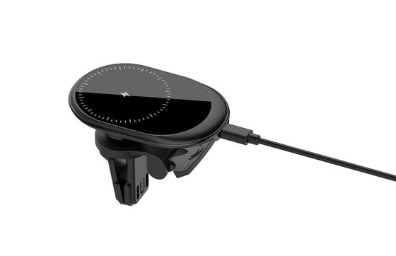 Carregador magnético rápido preto Mini 15W Carregador sem fio de carro