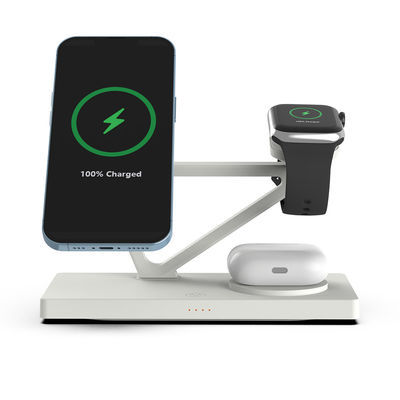 Carregador rápido magnético com luz noturna 2w Para Iphone Samsung Iwatch Airpods Preto E Branco
