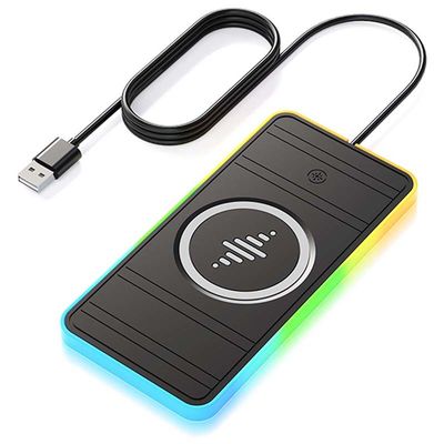 Bom preço Pad de carregamento de carro sem fio preto compatível com a Apple Pad de carregamento antiderrapante com luz colorida RGB on-line