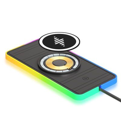 Bom preço Carregador de carro sem fio magnético com luz LED RGB Carregamento para telefones Qi e fones de ouvido - Potência de 15W on-line