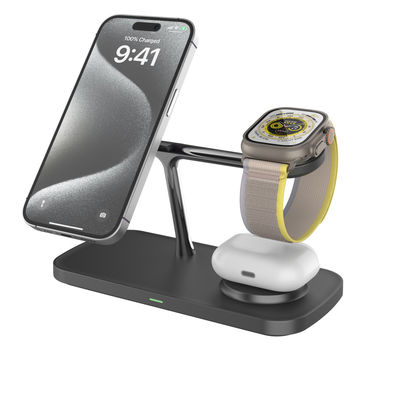 Bom preço 15W Qi 2 All in 1 Estação de Carregamento Sem Fio Branco/Negro ABS Carregador de liga de zinco para Apple Samsung relógios on-line