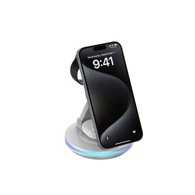 Bom preço Carregador de telefone sem fio de 15W com design dobrável 3W Carregamento de fones de ouvido on-line
