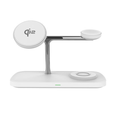 Carregador sem fio magnético branco com carregamento rápido de 15W e frequência de trabalho de 110-205KHz