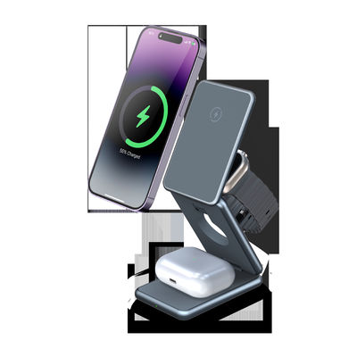 Carregador sem fio portátil preto com 5W Max Carregamento de fones de ouvido Ângulo de altura ajustável