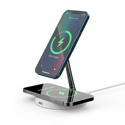 T269C carregador rápido sem fio com luz noturna e suporte de liga de zinco ABS para suporte de celular da Apple e Samsung
