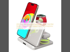 2025 Novo A21 Apple And Samsung Carregador 15W/10W Carregador de telefone móvel Suporte Carregamento de relógio e fones de ouvido