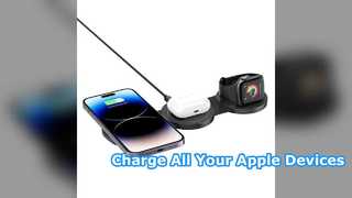 Em carregador sem fio dobrável para dispositivos Apple